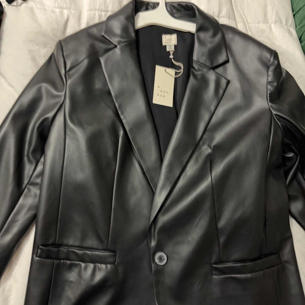 Black Faux Leather Jacket XL